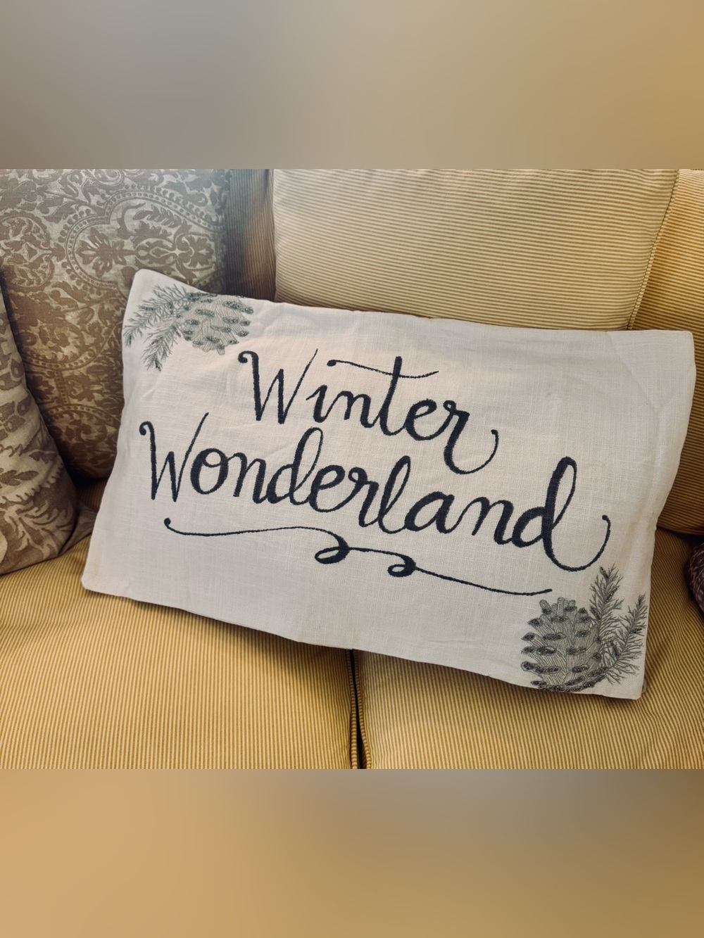 Pottery Barn Winter Wonderland Pillow Cover - White and Gray